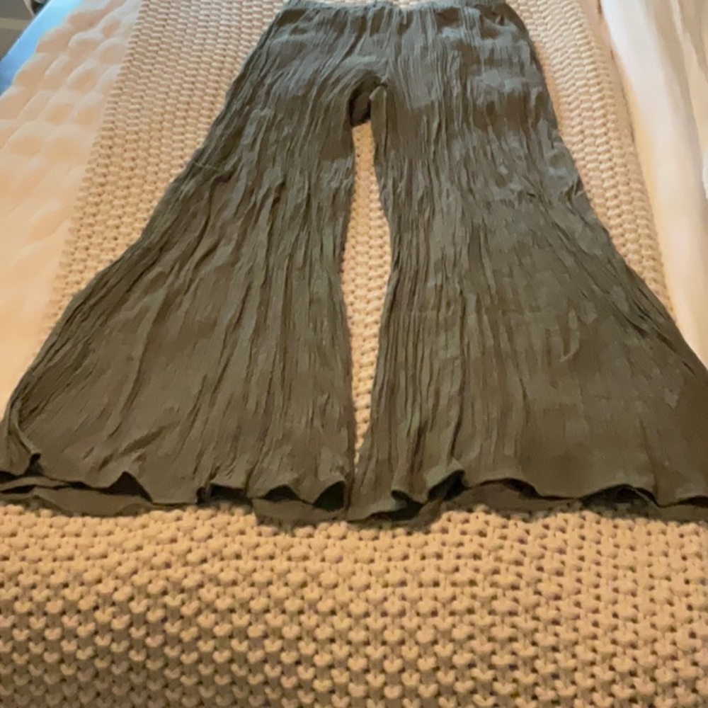 Olive Green Wide-Leg Pants